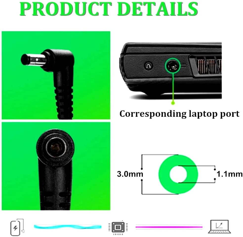 19V 3.42A 65W AC Adapter Laptop Charger for Acer Chromebook R11 11 13 14 15 C720 C720p C740 C910 CB3 CB5 Series ;Aspire One Cloudbook AO1-131 AO1-431; fit N15Q8 N15Q9 PA-1450-26 A13-045N2A Power Cord
