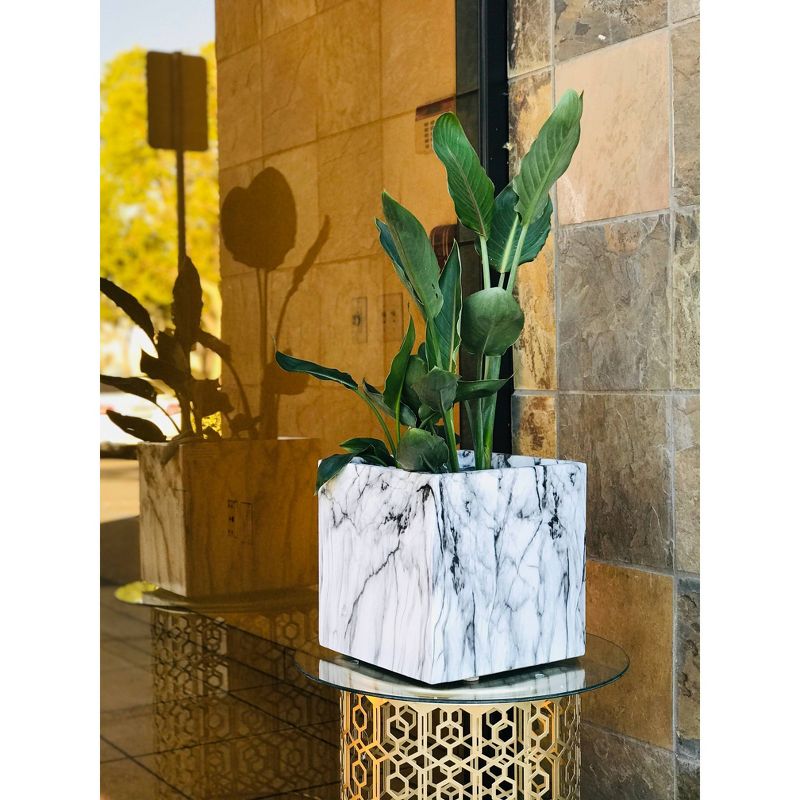 12" Kante Lightweight Modern Outdoor Concrete Square Planter Marble - Rosemead Home & Garden, Inc.