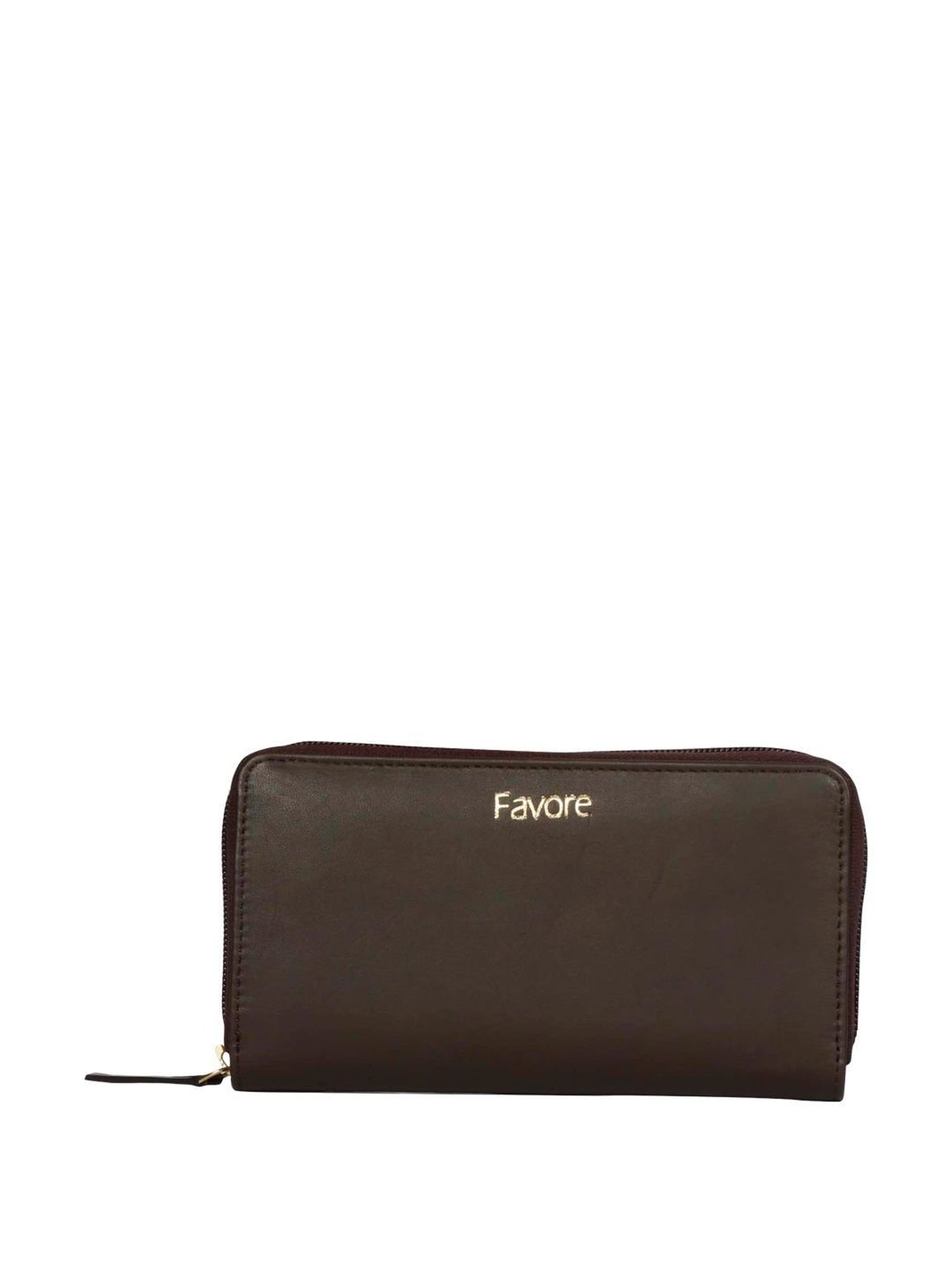 Favore Brown Logo Zip Around Wallet For Women
