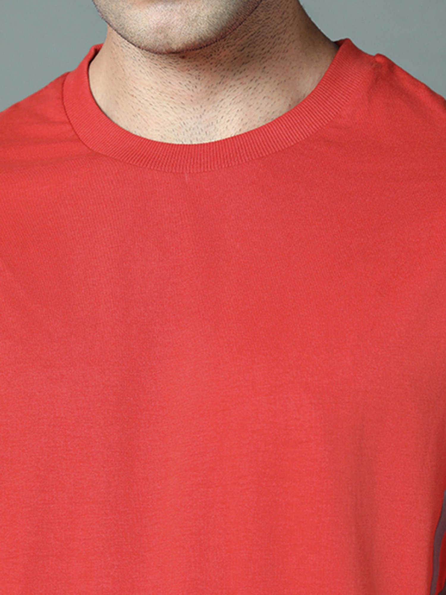 High Star Dark Orange Relaxed Fit Printed Crew T-Shirt