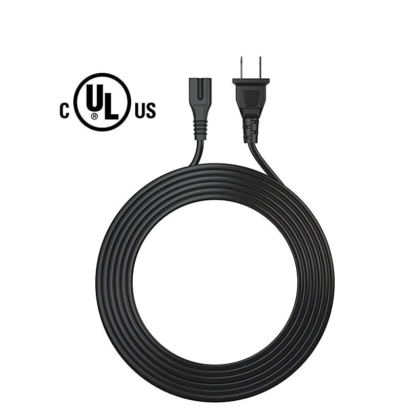 UL Listed  Extra Long 12 Ft 2 Prong PolarizedPowerCord for VizioLEDTV SmartHDTV EMSeries and Others 2 Slot AdapterACWallCable IEC60320 IEC320 C7 to NEMA 115P