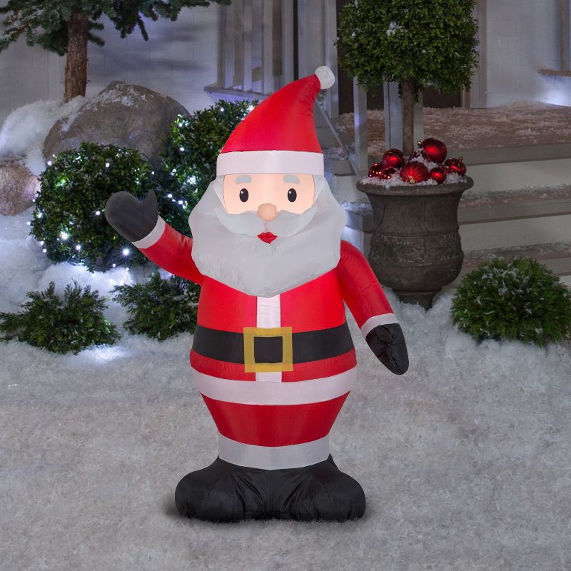 Gemmy Christmas Airblown Inflatable Santa , 3.5 ft Tall, Multicolored