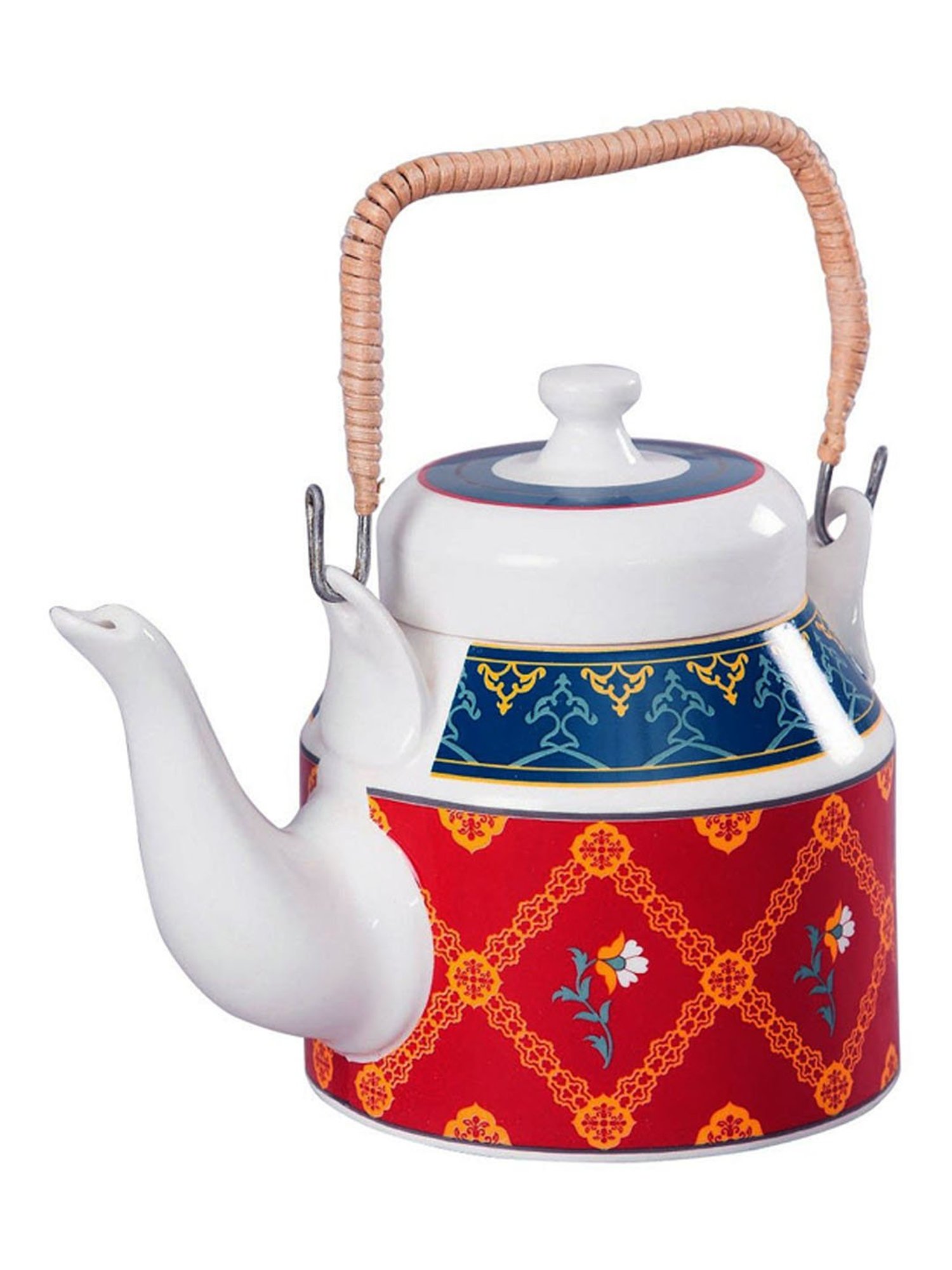 India Circus Floral Printed Fine Ceramic Desi Kettle with Lid - 1 Pc- 1000 ml