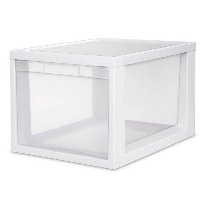 Sterilite Medium Tall Modular Stacking Storage Drawer Clear Container, 8 Pack