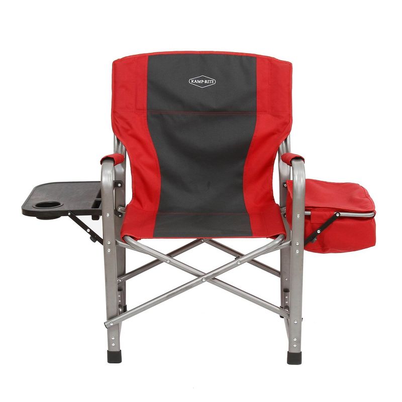 Kamp-Rite Outdoor Camp Folding Director's Chair with Side Table & Cooler, Red