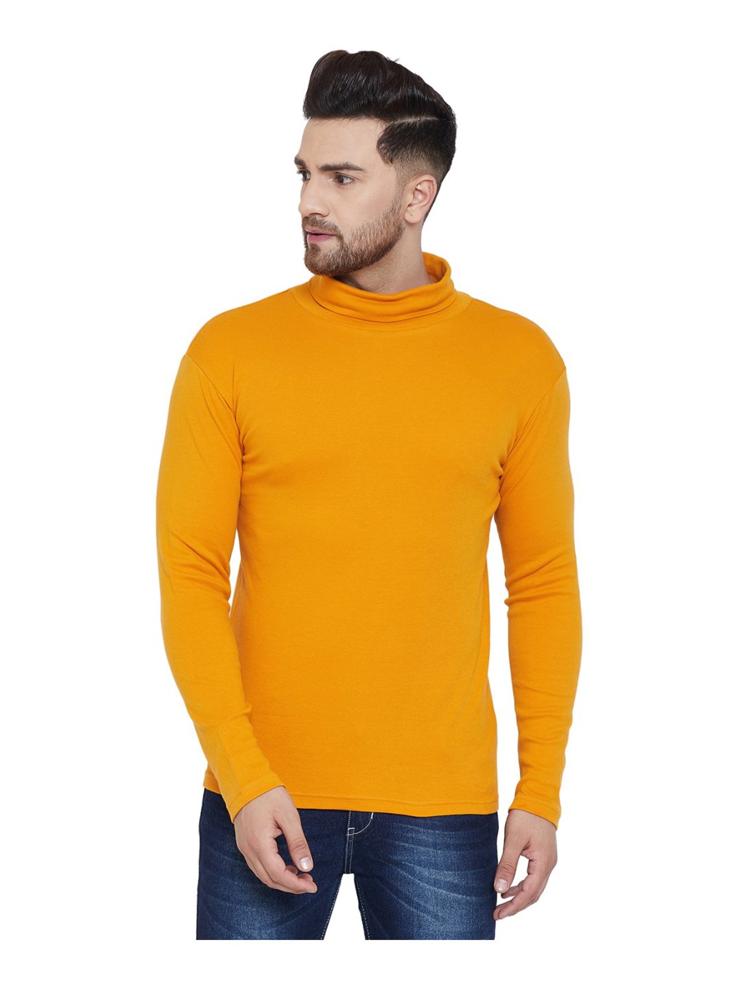 Hypernation Mustard Cotton Regular Fit T-Shirt