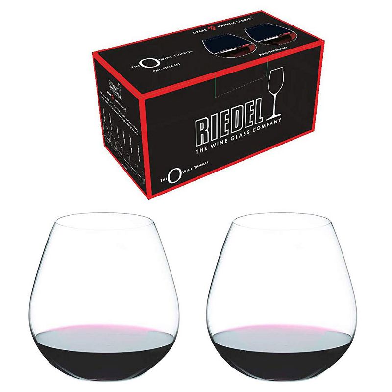 Riedel O Wine Dishwasher Safe Fine Crystal Stemless Pino/Nebbiolo High Acidity Moderate Tannin Red Wine Tumbler Glass Set, 24.3 Ounces, (2 Pack)