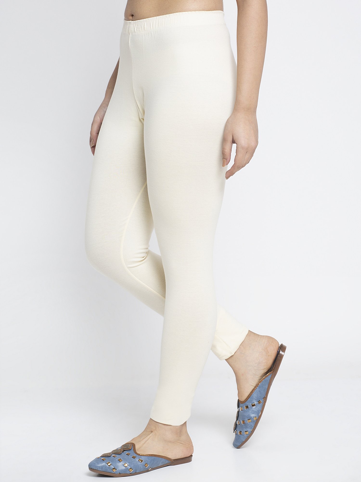 Gracit Yellow & Off-White Mid Rise Leggings - Pack Of 2