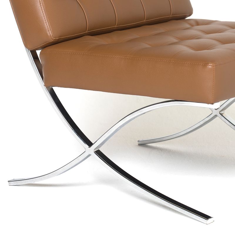 Studio Designs Modern Bonded Leather Armless Atrium Accent Decor Lounge Chair Furniture for Home Living Room, Bedroom, or Office (2 Pack)