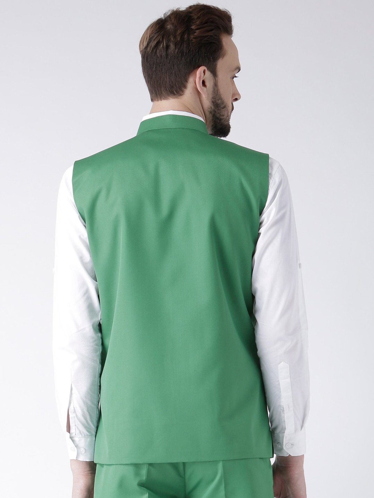 Hangup Plus Green Regular Fit Nehru Jacket
