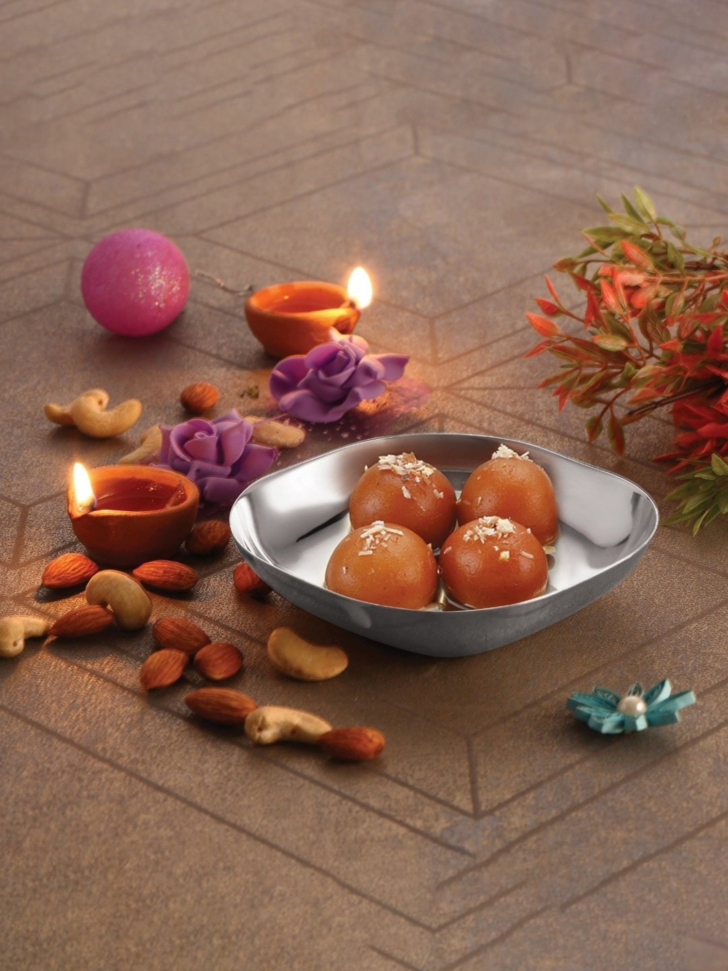 HAZEL Silver Stainless Steel Square Shaped Bowl for Snacks (260ml)