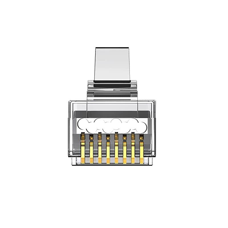 CAT6 Passthrough Connectors (50 PCS),Gold Plated 3 Micron 3u, High Performance 3 Prong Pins (CAT6/50 PCS)