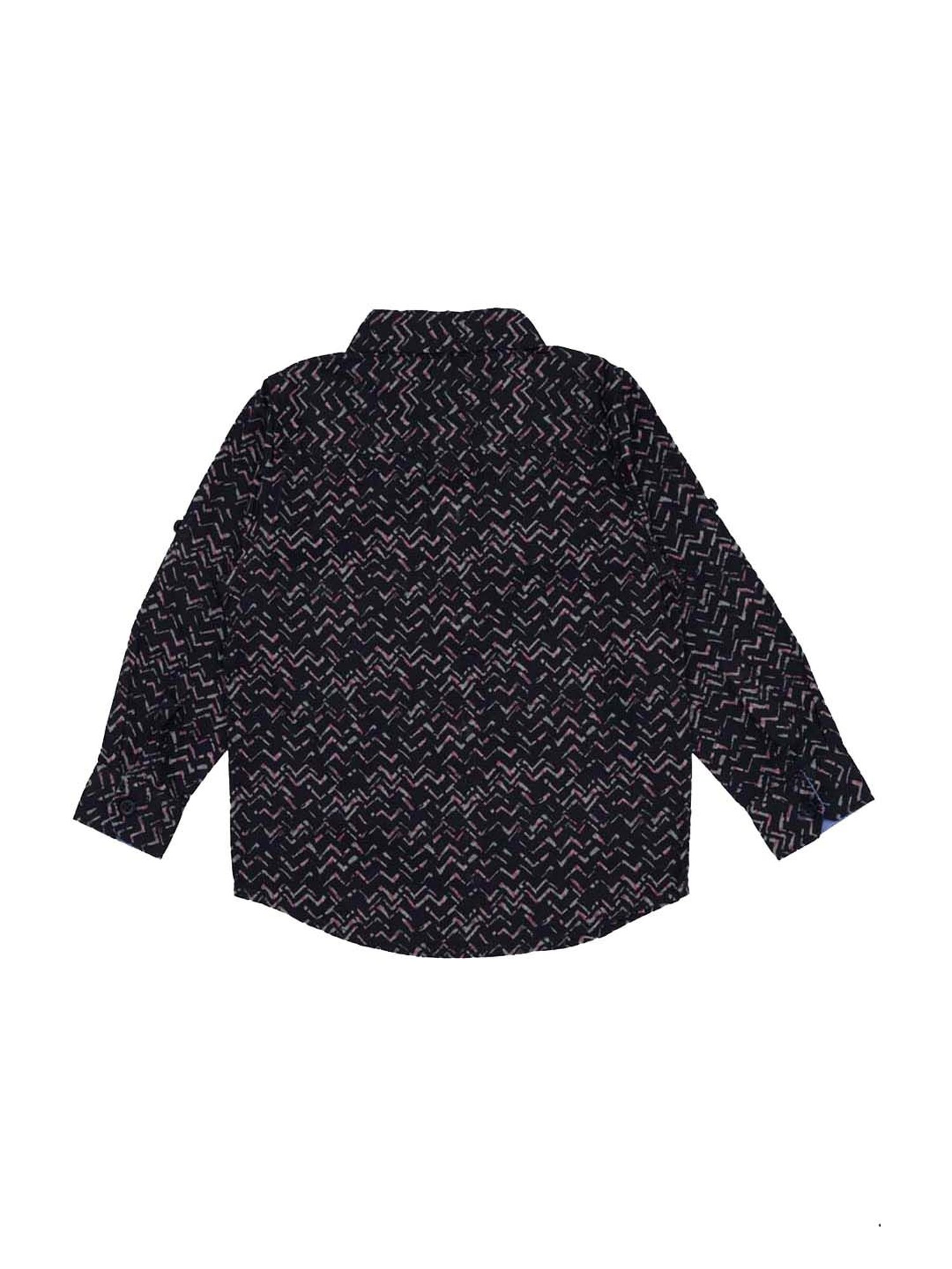 Manet Boys Black Cotton Printed Shirt