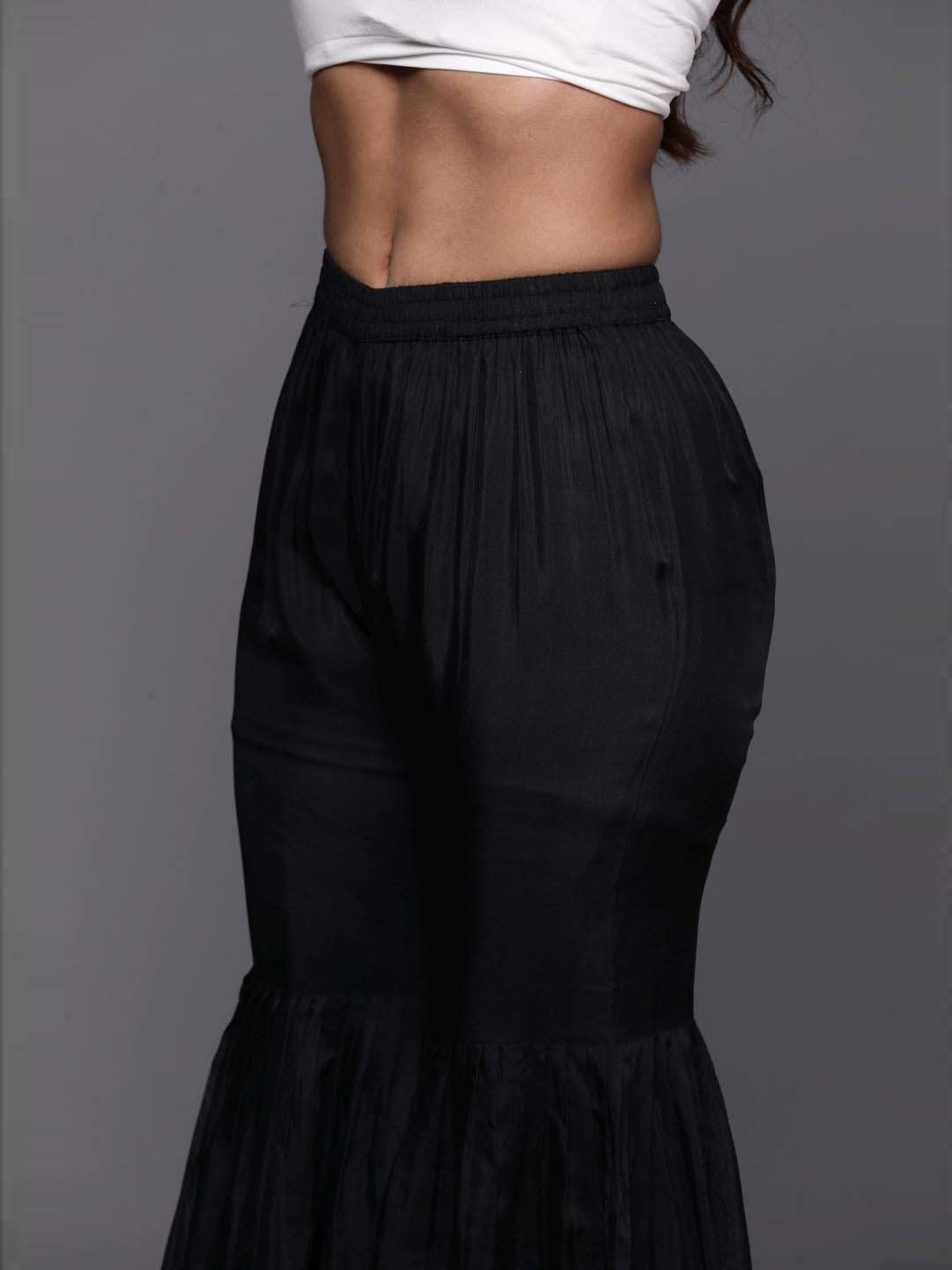 Libas Black Printed Kurti Sharara Set With Dupatta