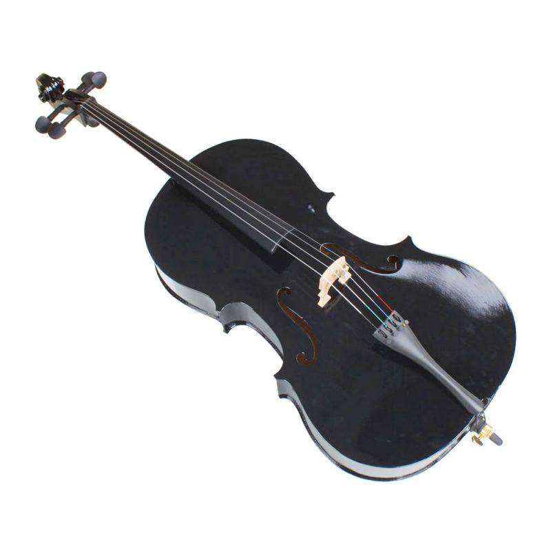 Professional Cello 4/4 Full Size BassWood Set with Bag+Bow+Rosin+Bridge Black