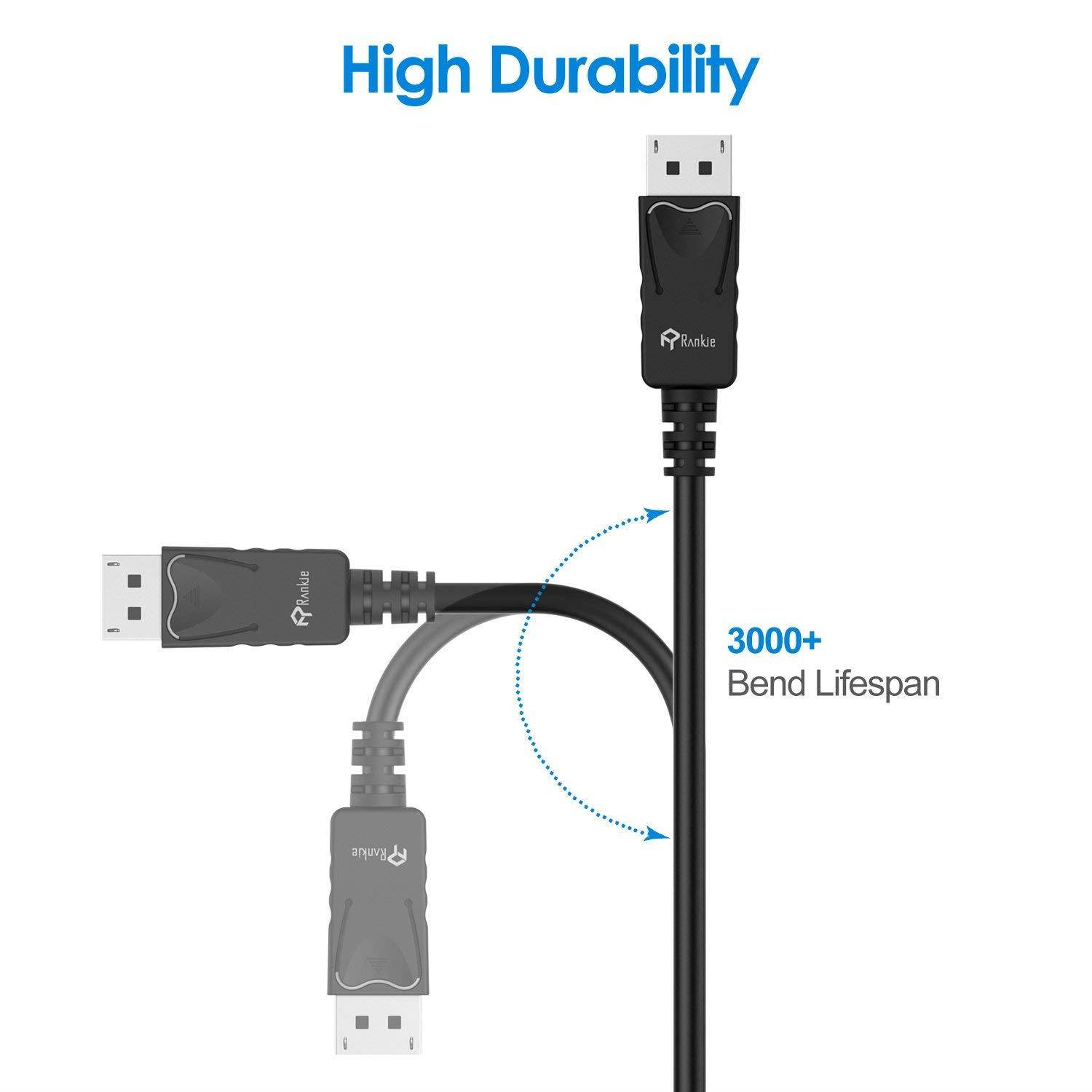 DP Extension Cable, Rankie 6 Feet DisplayPort Male to Female Extension Cable (Black) -R1332