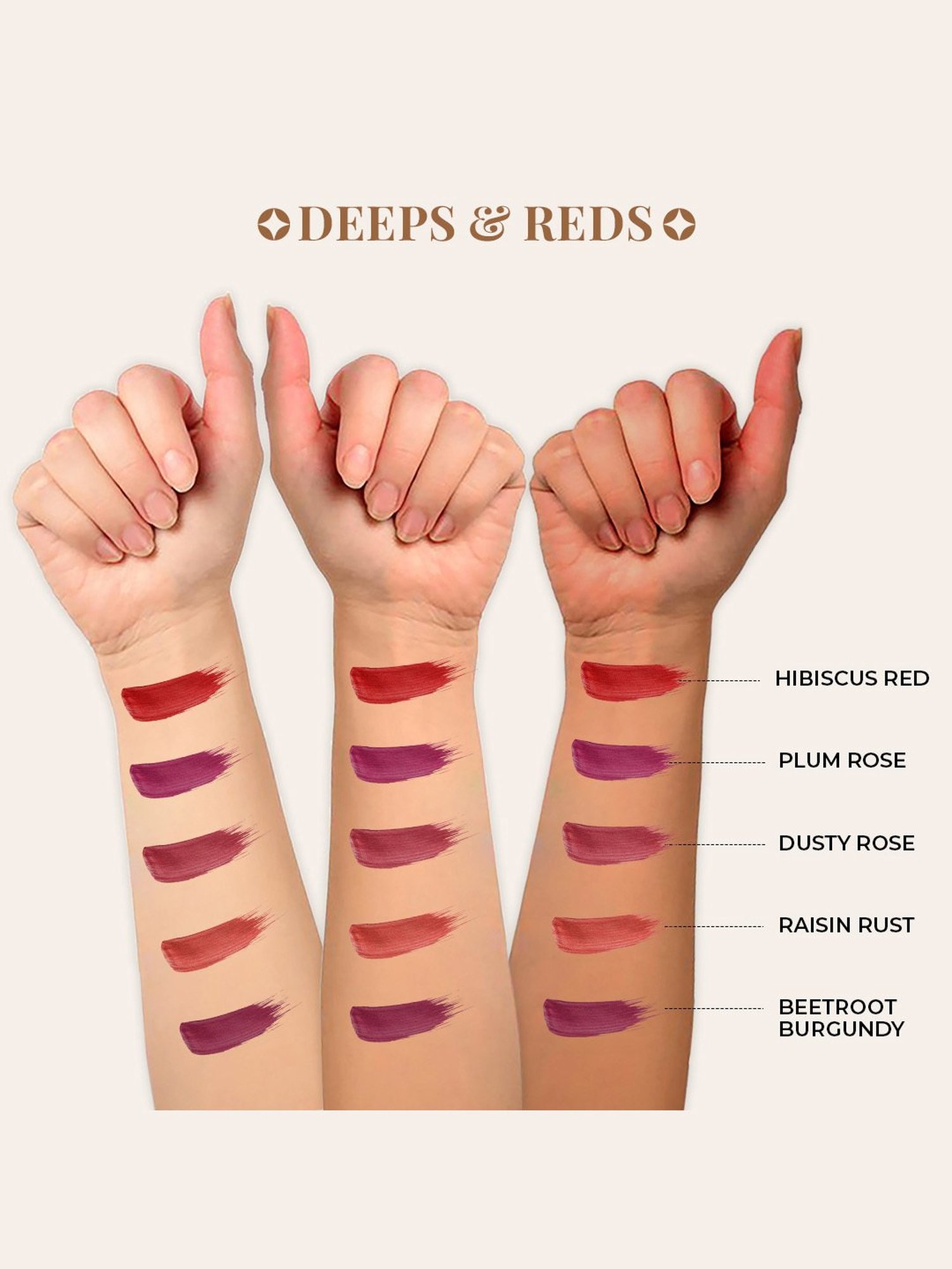JUST HERBS Herb-Enriched Matte Liquid Lipstick Kit - Deeps + Reds