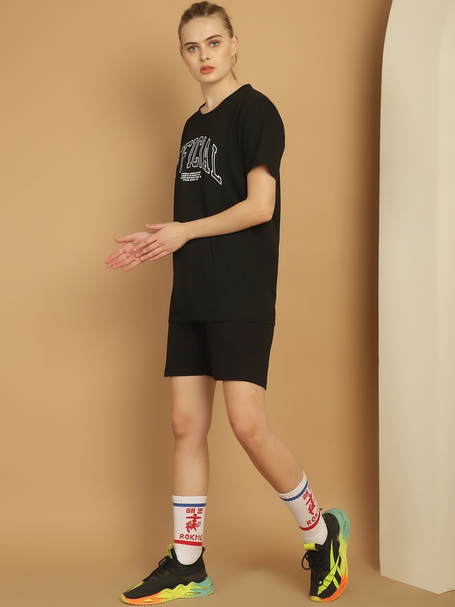 Vimal Jonney Black Cotton Printed T-Shirt & Shorts Set