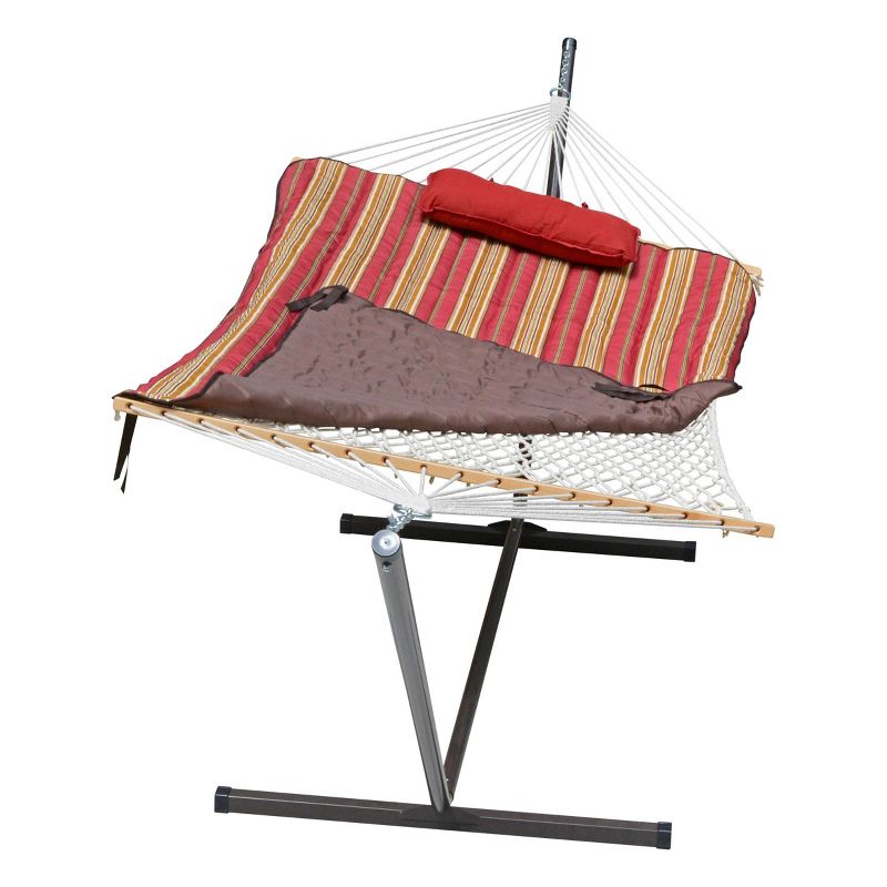Patio 12' Hammock & Stand Set - Natural/Red/Brown