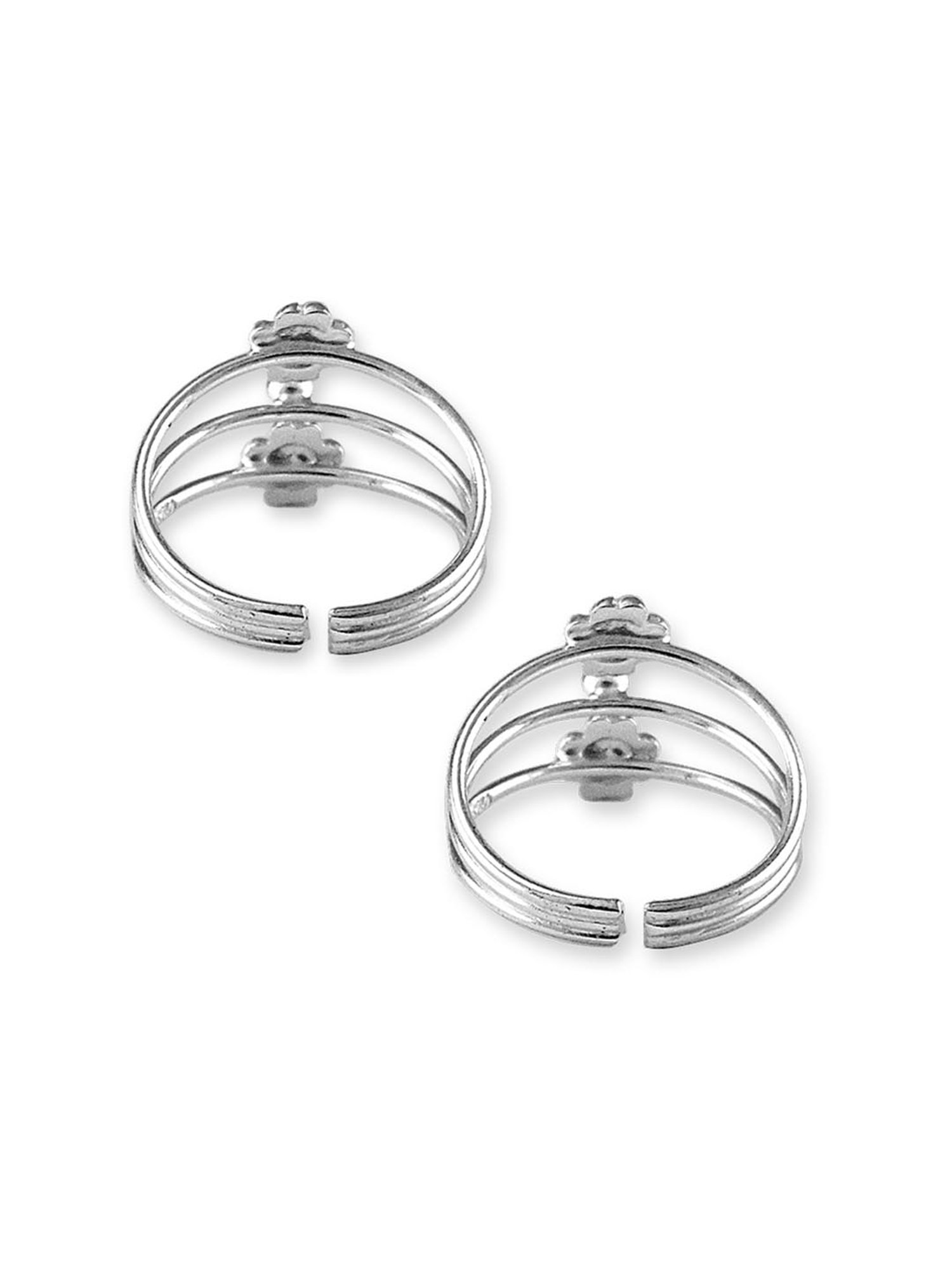 Taraash 92.5 Sterling Silver Floral Toe Rings for Women