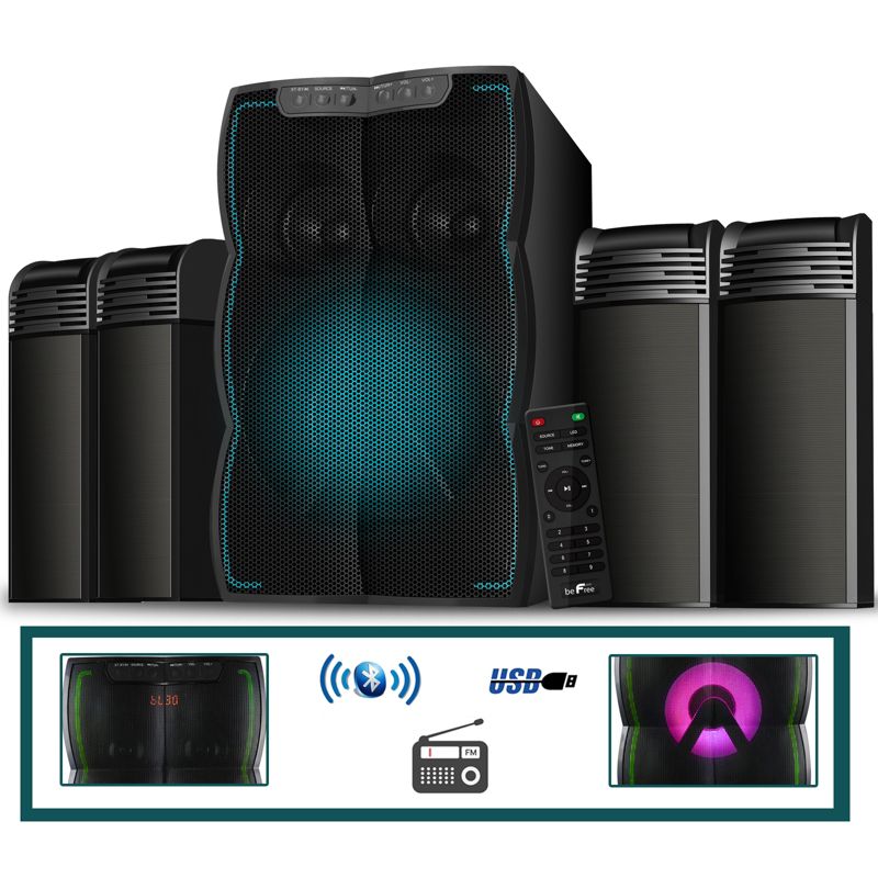 beFree Sound 4.1 Channel Multimedia Wired Speaker Shelf System