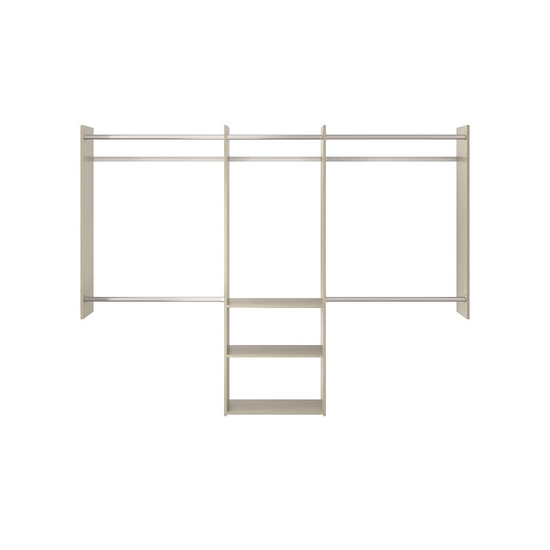 Easy Track RB1460-CGON Deluxe Starter Closet Storage Wall Mounted Wardrobe Organizer System Kit with Shelves and Rods, Weathered Grey