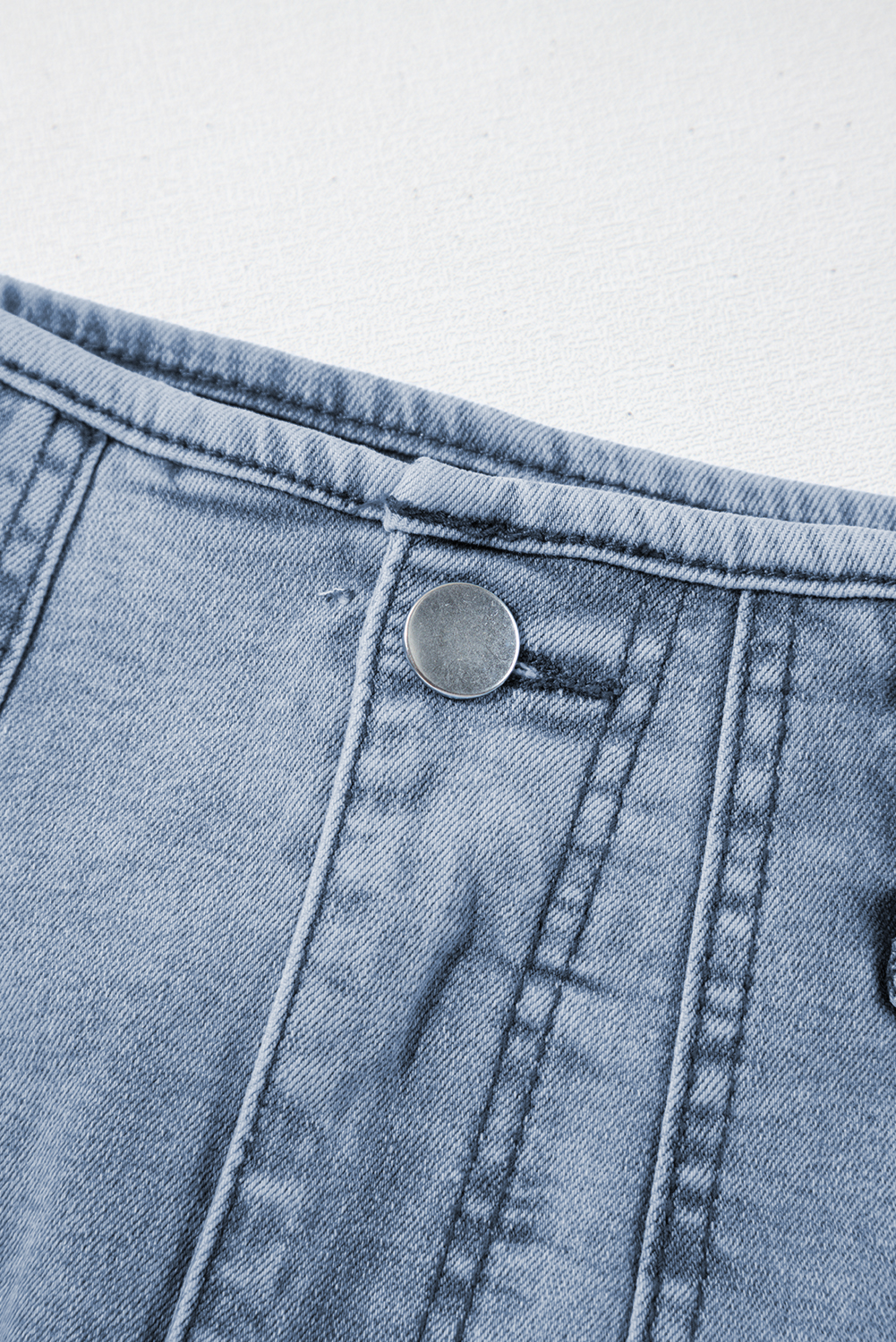 Dusk Blue Light Washed Belted High Waist Denim Skirt