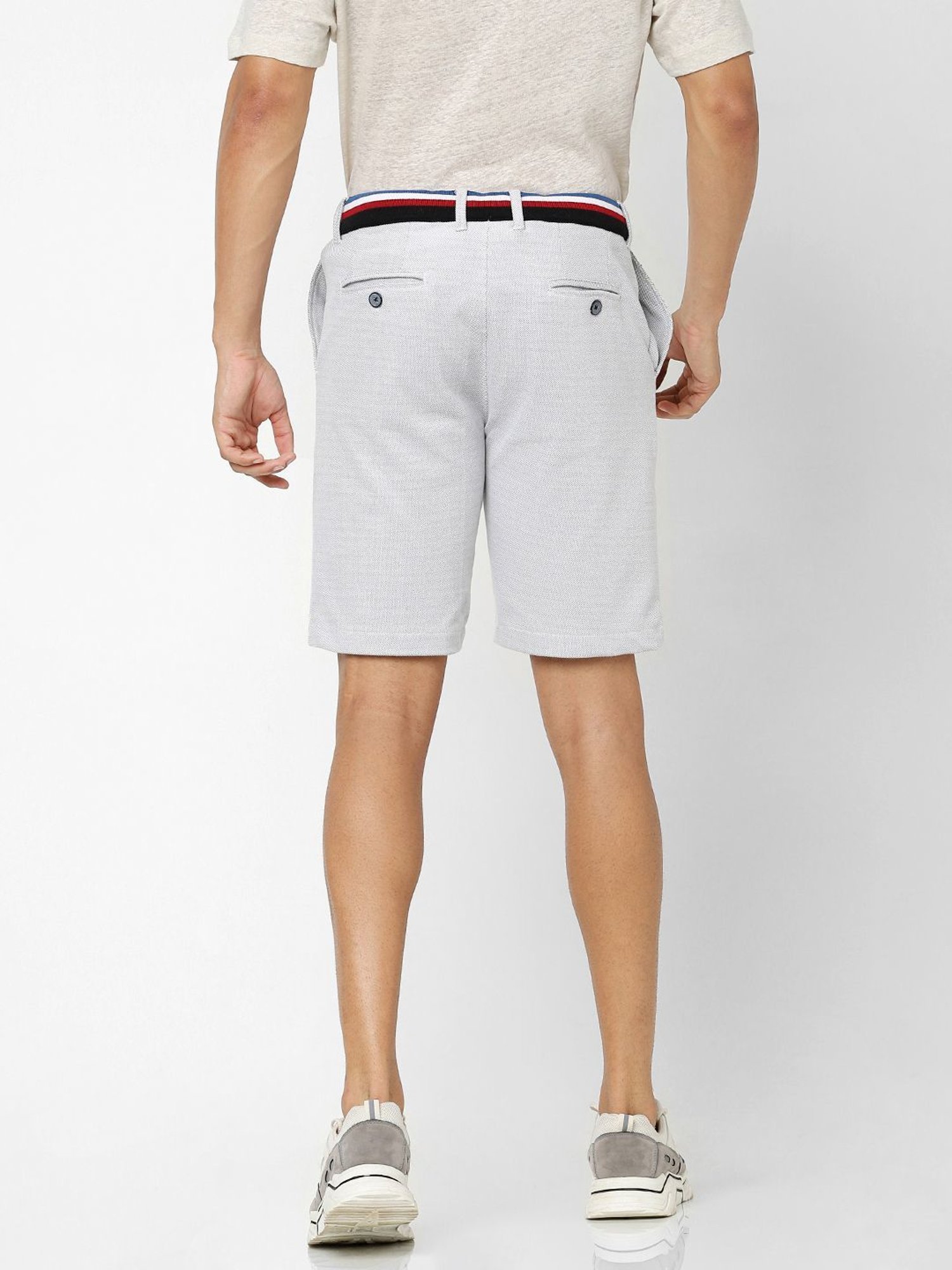 Celio* White Cotton Regular Fit Shorts