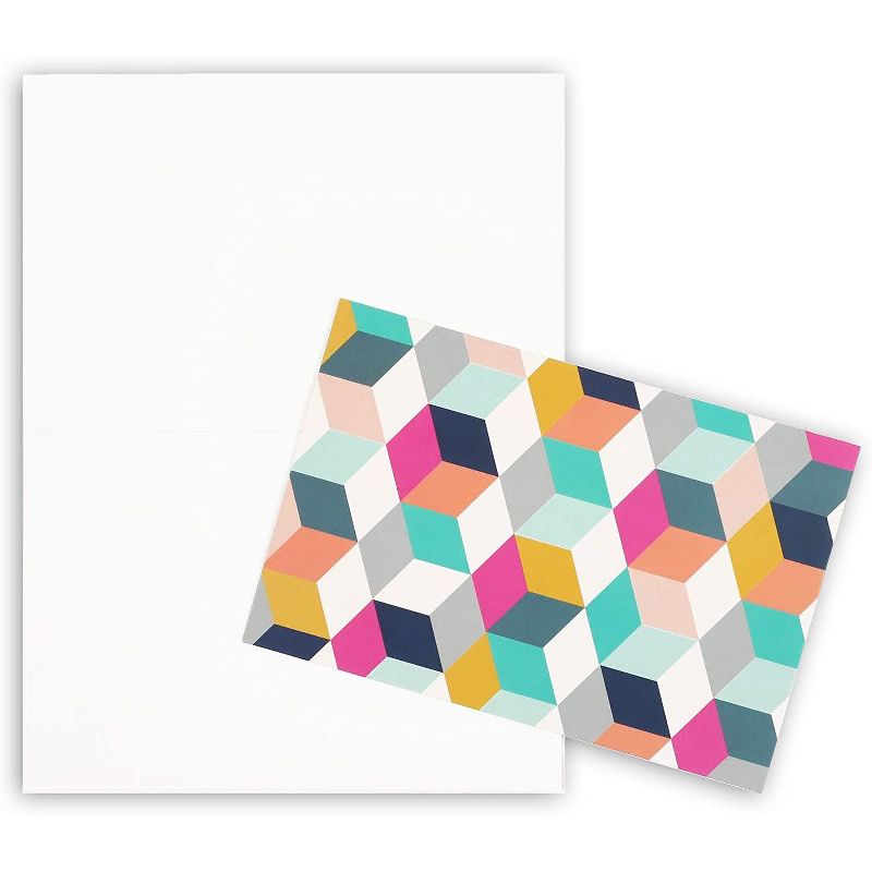Pipilo Press 48-Pack Blank Note Cards with Colorful Envelopes, 6 Graphic Designs, Geometric & Stripes 4x8