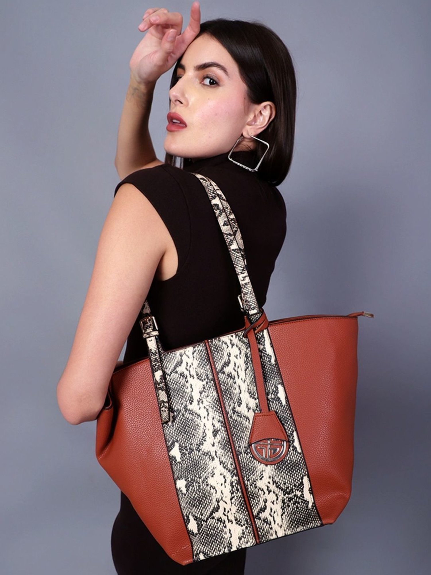 Carlton London Tan & Brown Animal Effect Large Shoulder Handbag