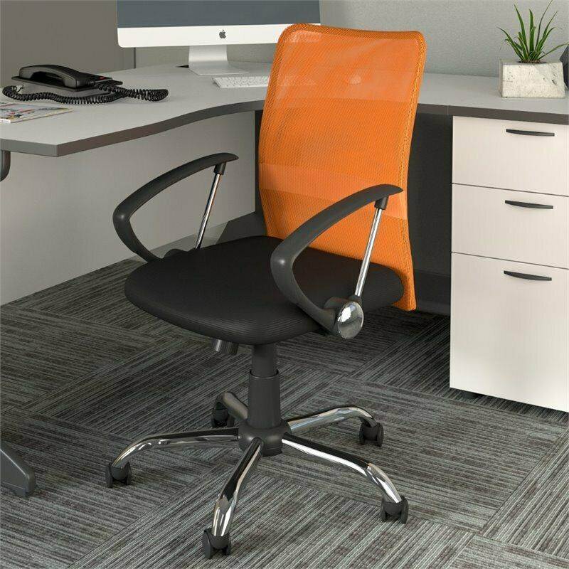CorLiving Workspace Office Chair with Contoured Orange Mesh Back