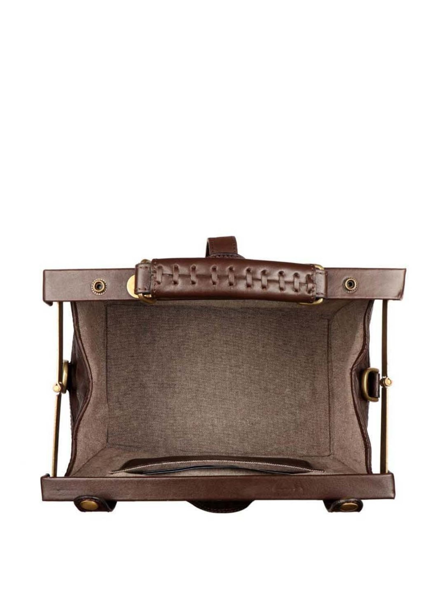 Hidesign Brown Textured Medium Handbag