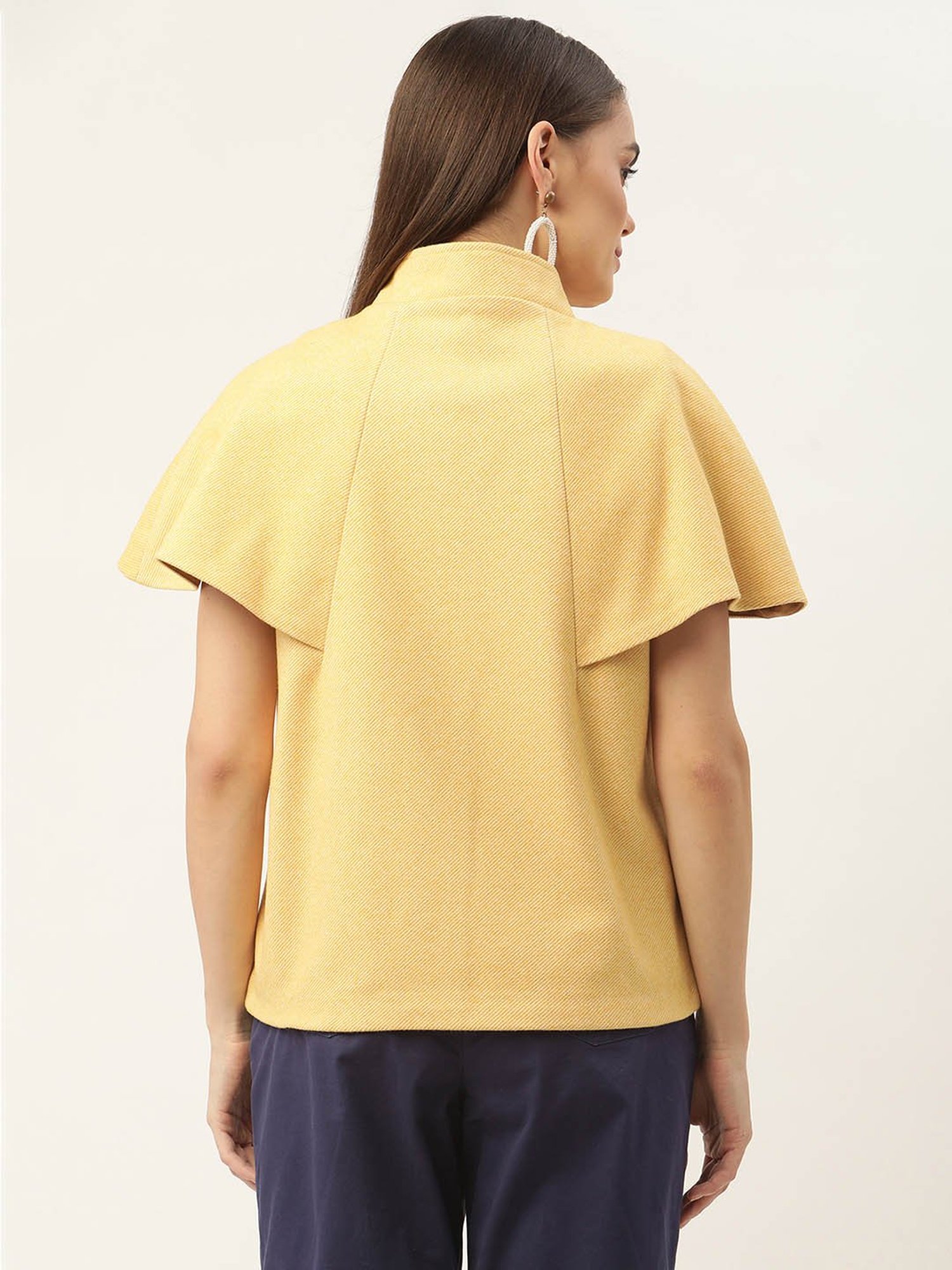Rooted Yellow Half Sleeves Coat