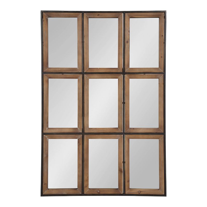 28" x 42" Norgard Windowpane Wall Mirror Rustic Brown - Kate & Laurel All Things Decor