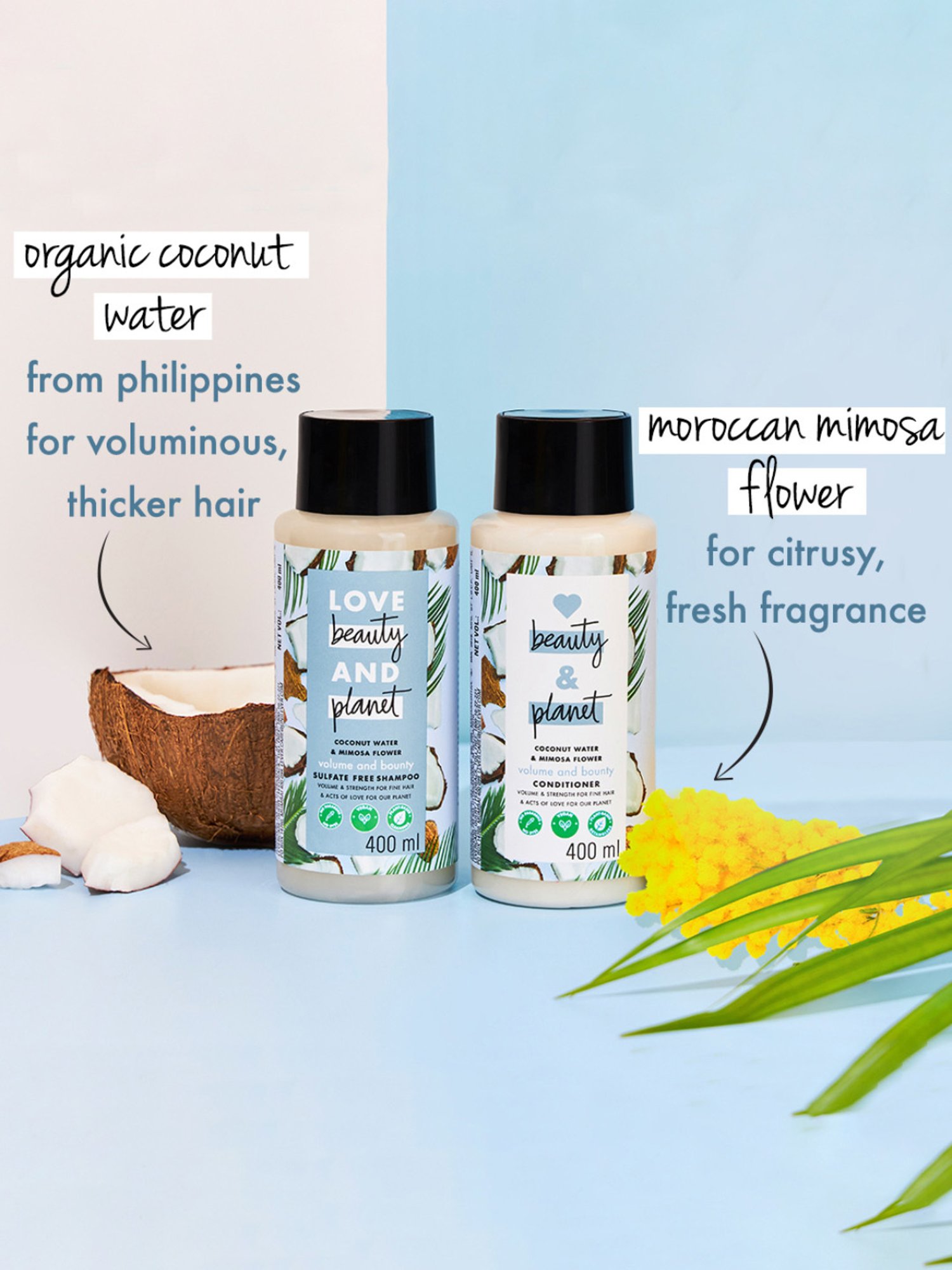 Love Beauty & Planet Coconut Water & Mimosa Flower Volume and Bounty Shampoo - 400 ml
