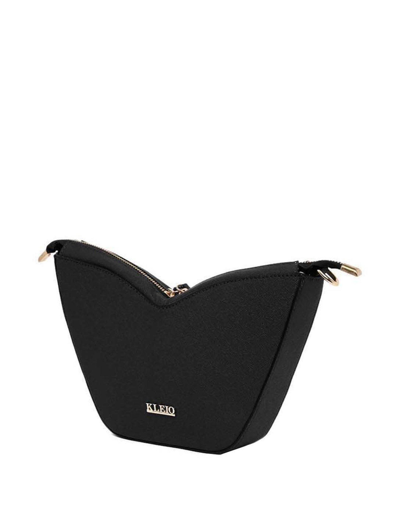 KLEIO Black Solid Small Sling Handbag