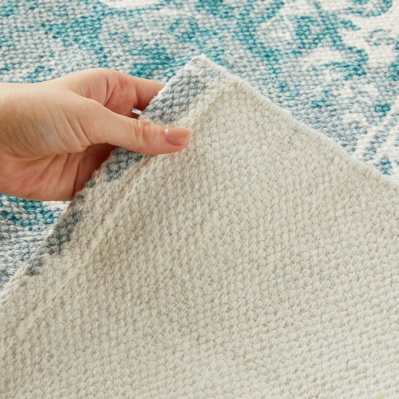 5'x7' Rectangle Braided Solid Cotton Area Rug Blue - Juvale