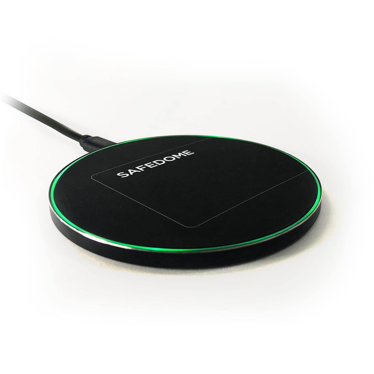 Safedome Qi Standard Wireless Fast Charging Pad, Wirelessly Charge Your Bluetooth Tracking Card, Phone, Headphones, Watches, or Any Compatible Qi Device