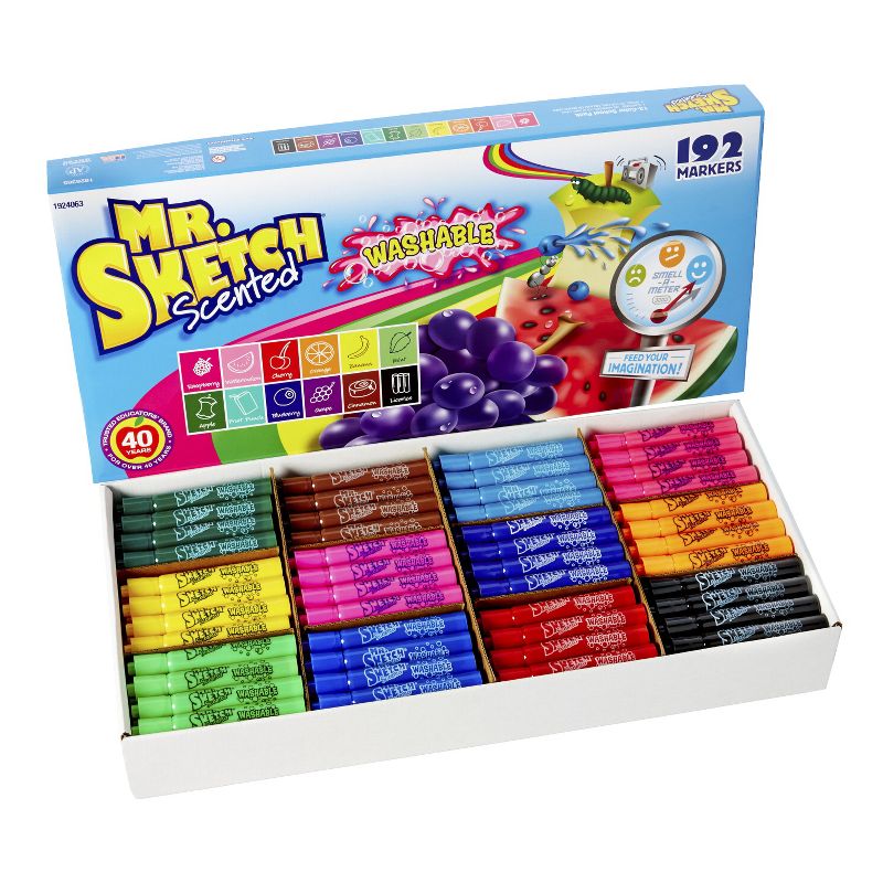 Mr. Sketch Scented Washable Markers, Assorted Scents and Colors, Chisel Tip, set of 192