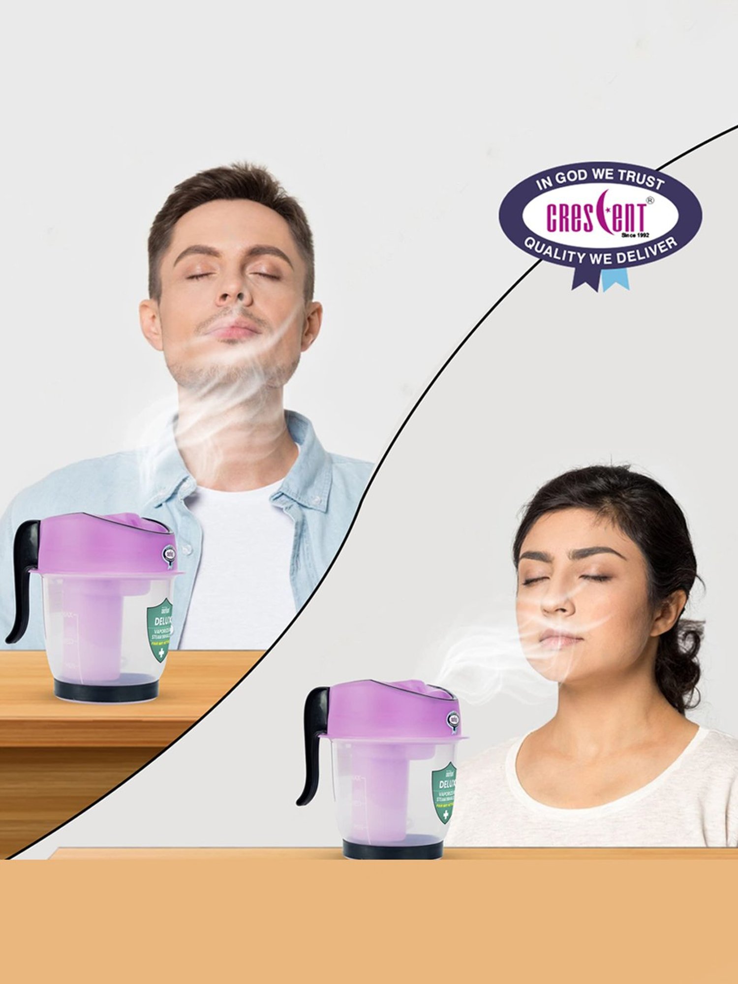 Crescent Delux Facial Steamer Vaporizer for Cold & Cough, Separate Water Container (Ice Blue)