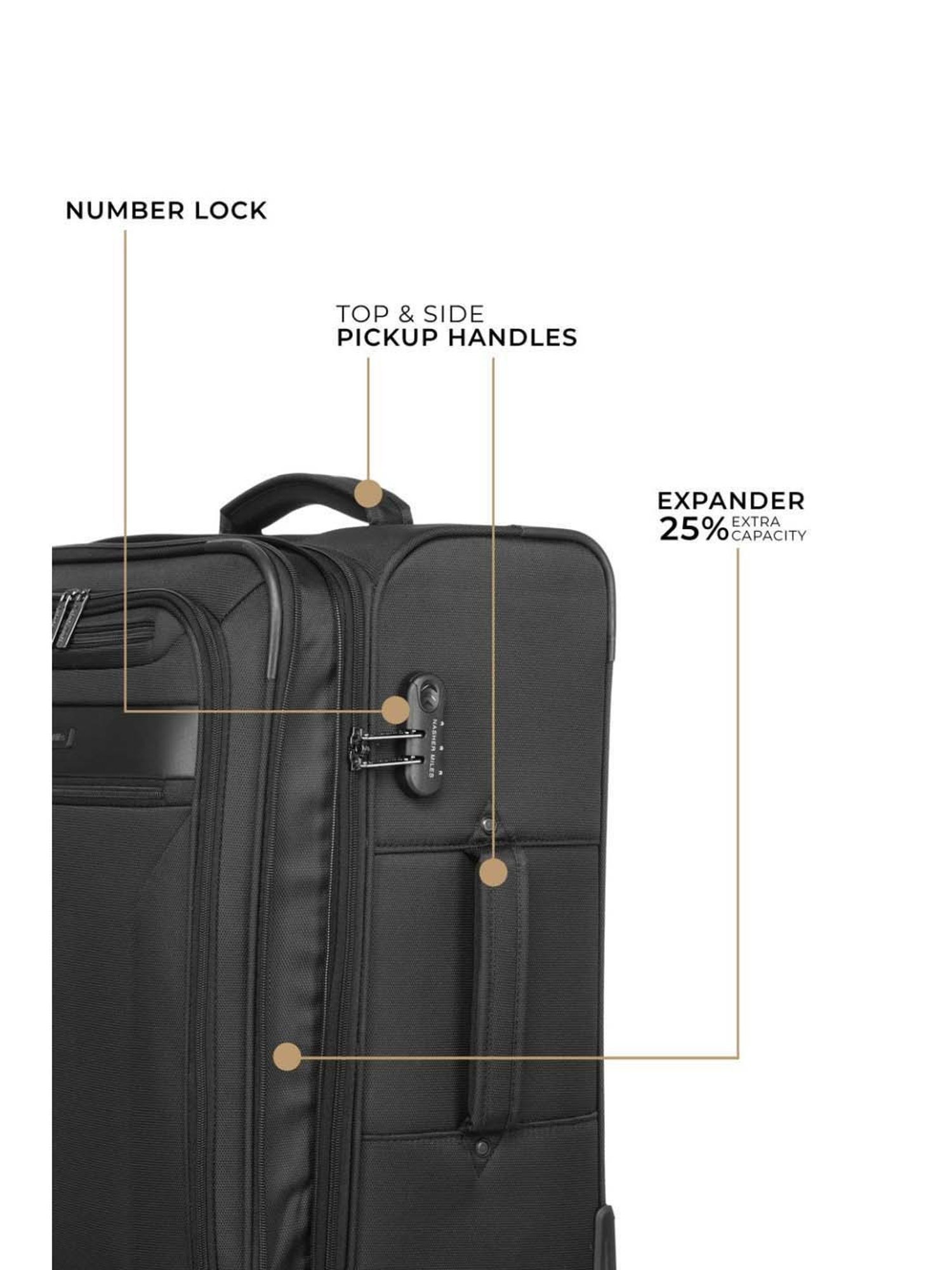 Nasher Miles Berlin Expander Soft-Sided Polyester  Set of 2 Black Trolley Bags (55 & 65 cm)