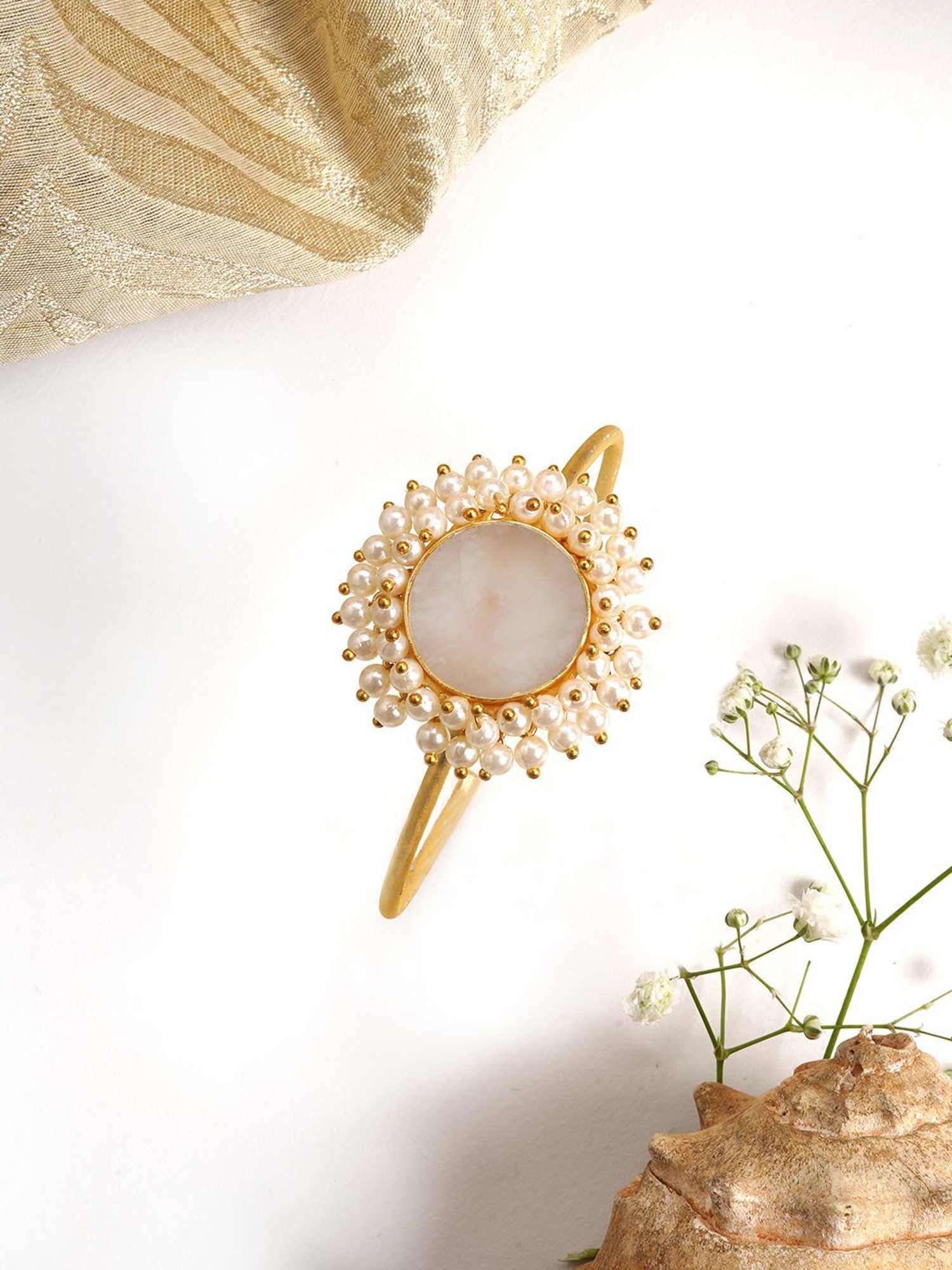 Teejh Aasita Light Pink Studded Pearl Bracelet