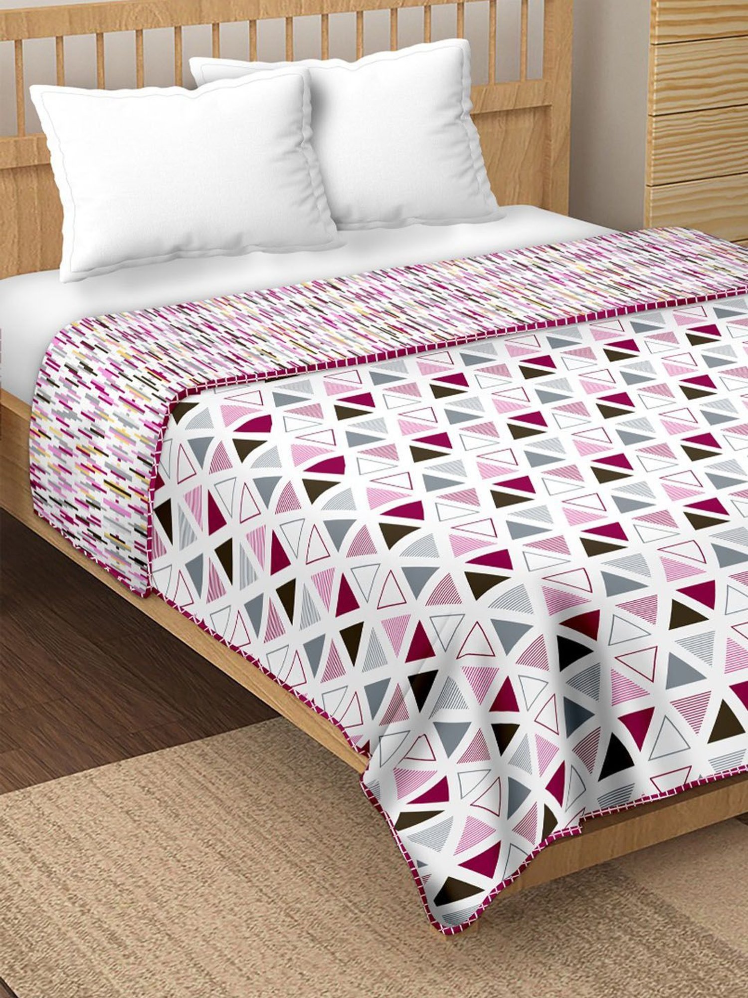 BELLA CASA Finland Printed Multicolor 180 TC Cotton King Reversible AC Dohar