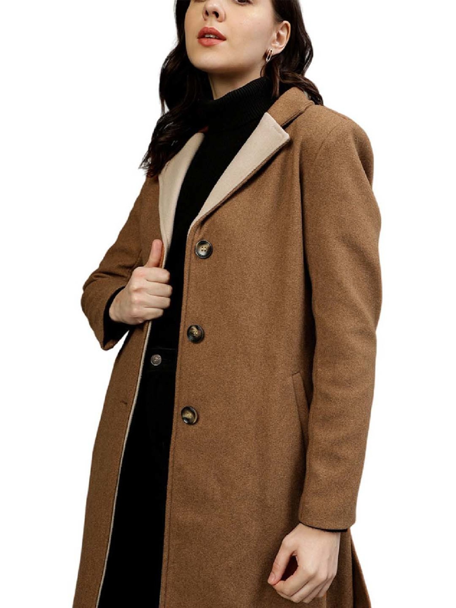 Elle Brown Relaxed Fit Formal Coat