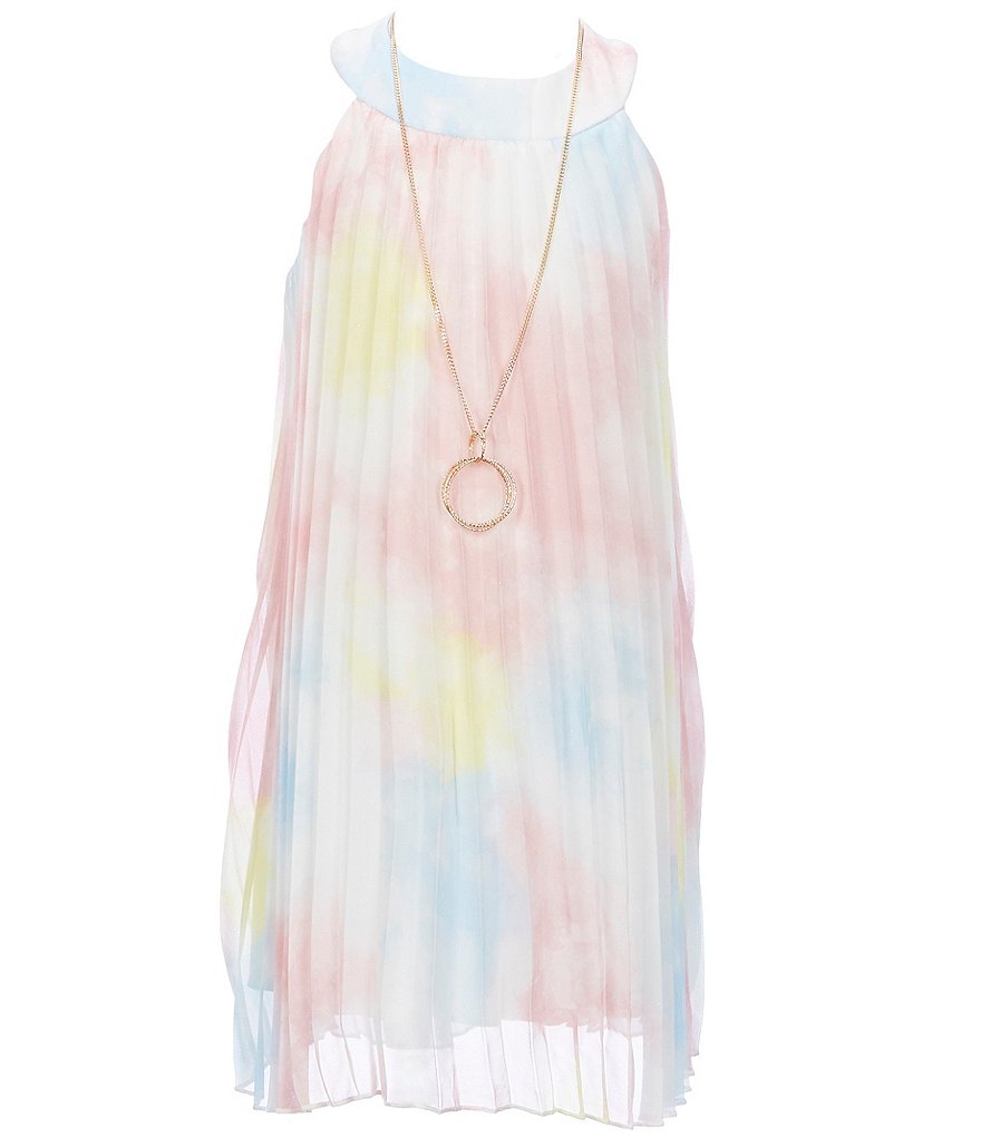 Rare Editions Big Girls 7-16 Tie-Dye Pleated Shift Dress