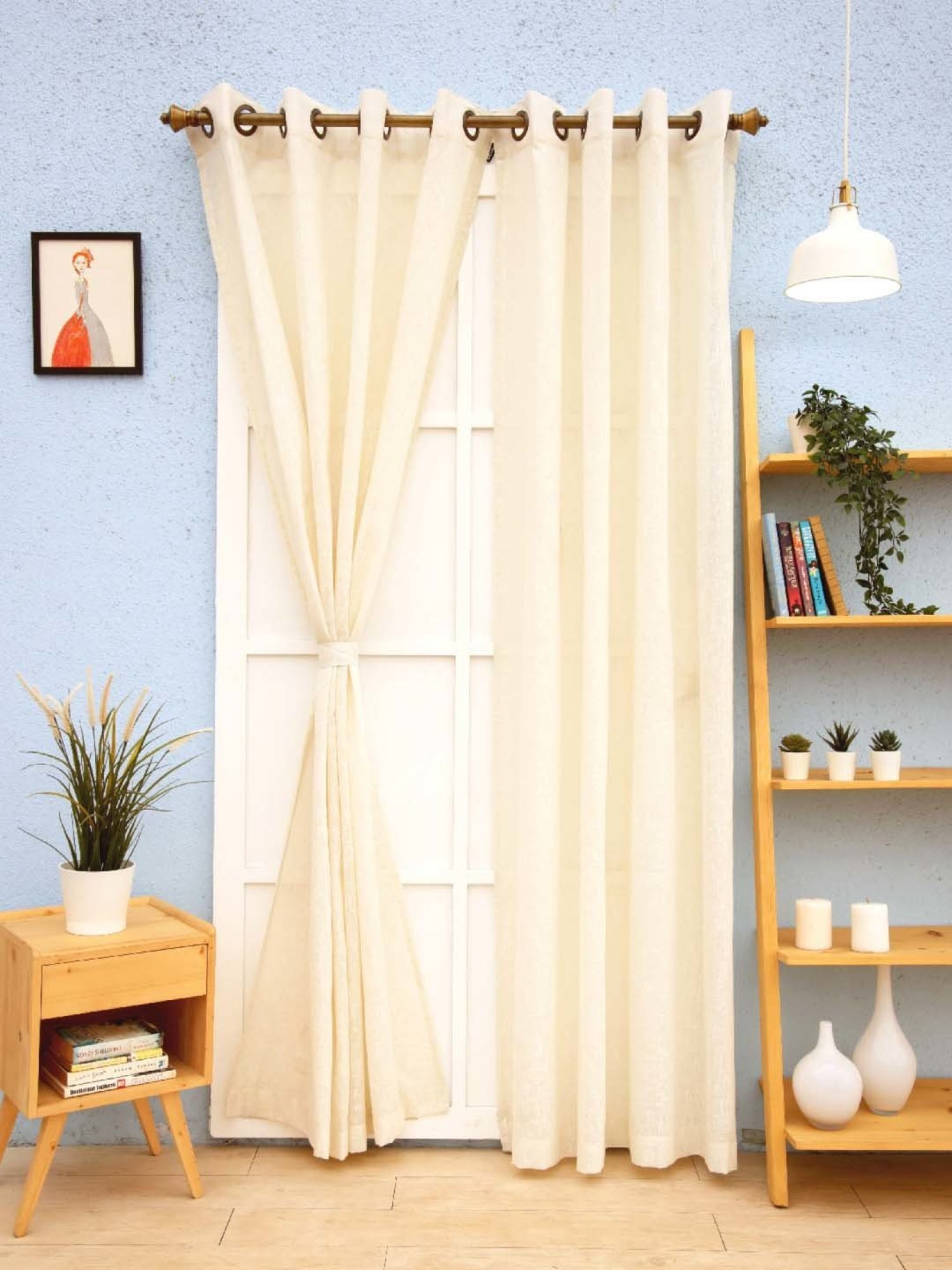 Ariana 'Briony' Cream Polyester 5 ft. Sheer Window Curtain - Set of 1