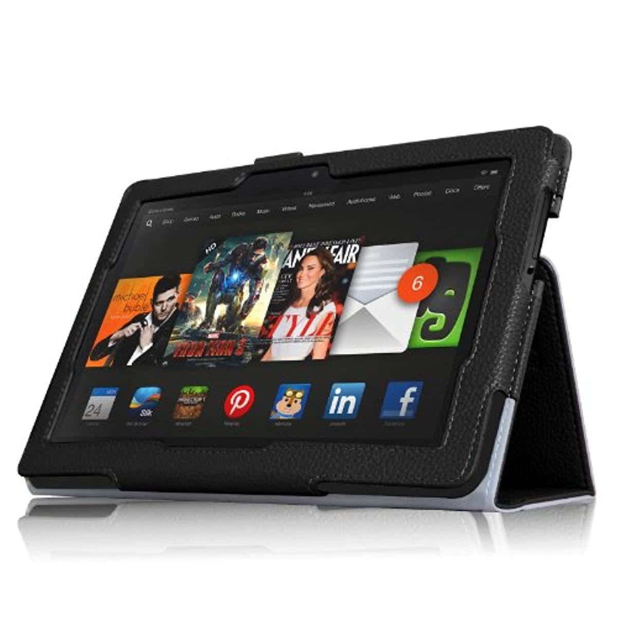 Fintie Folio Case for Kindle Fire HDX 8.9 - Slim Fit Leather Cover (Will fit Amazon Kindle Fire HDX 8.9" Tablet 2014 4th Generation and 2013 3rd Generation) - Black