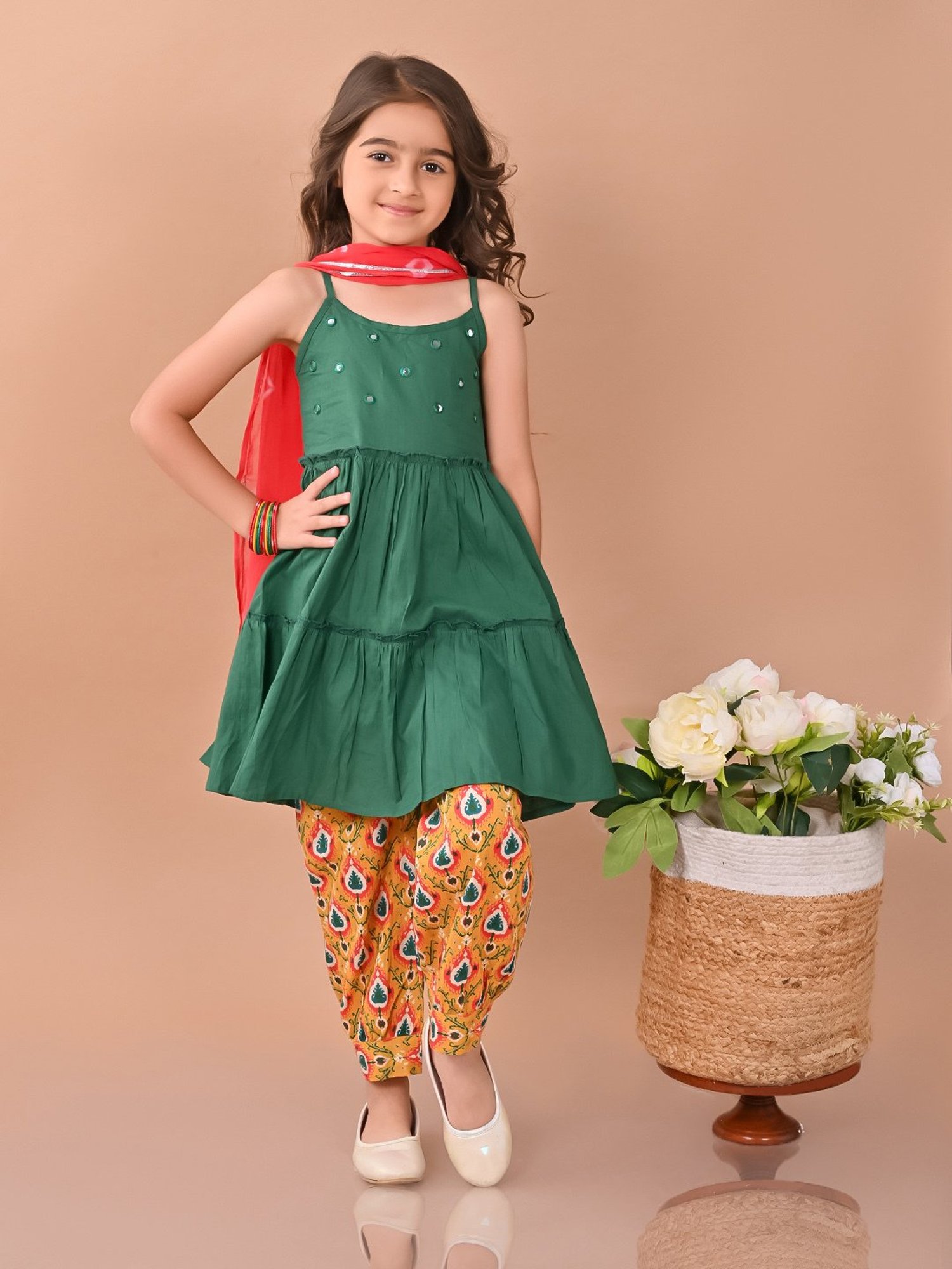 VASTRAMAY Kids Blue & White Cotton Over Dyed Kurta Set