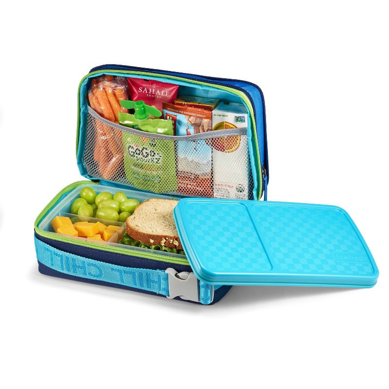Fit & Fresh Expandable Kids' Bento Lunch Kit - Navy/Aqua Trim