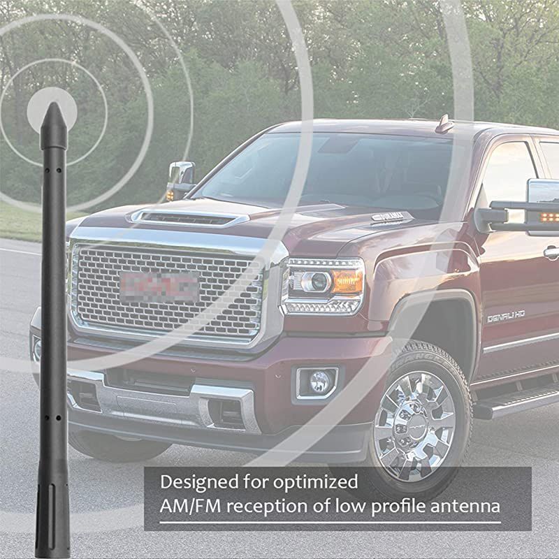 Antenna for GMC Sierra Chevy Silverado 1500 2500 3500 (2007-2021), Rocket Style, 8 inches Rubber Antenna Replacement Mast, Designed for Optimized FM/AM Radio Reception (M7 Thread)